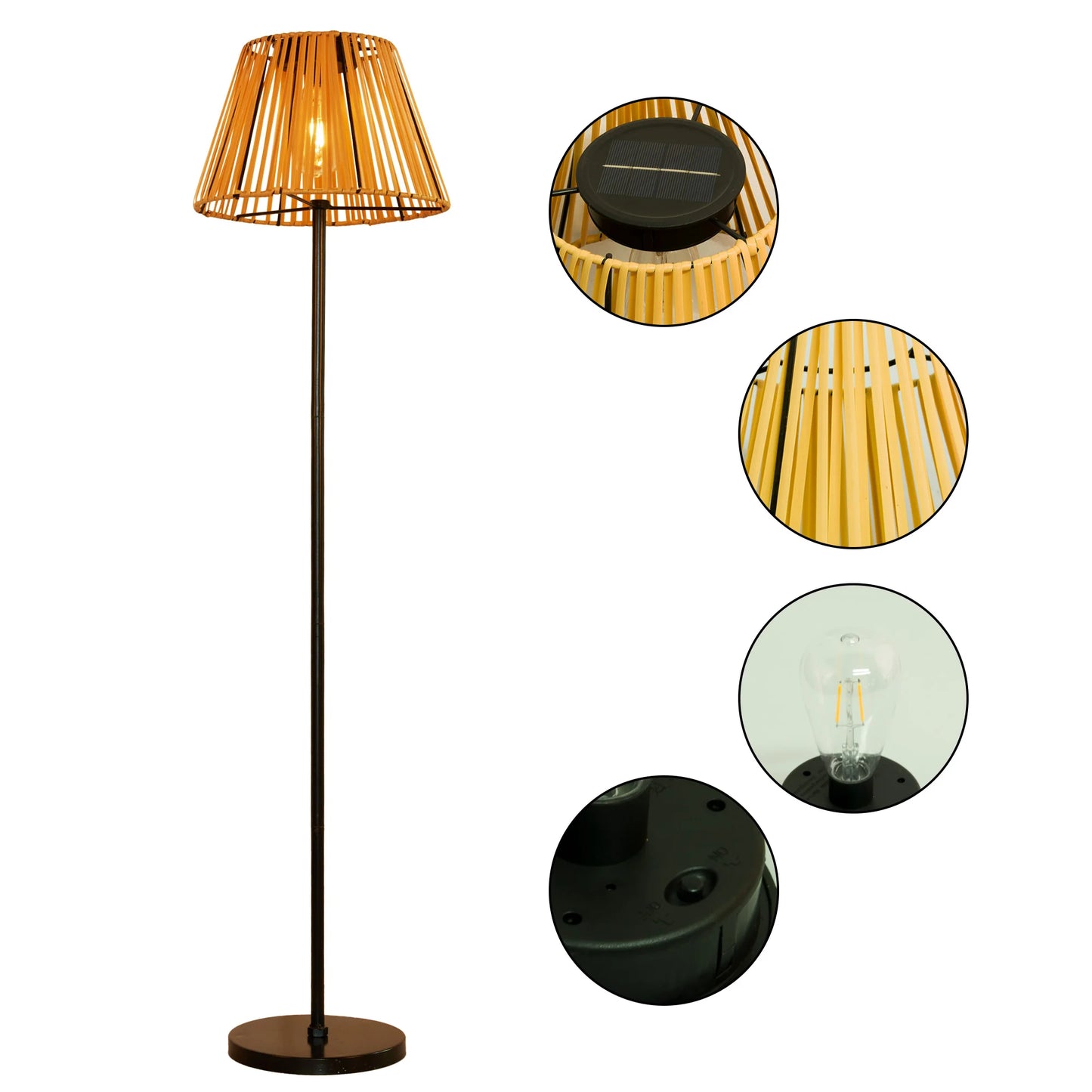 Outdoor Rattan Solar Floor Lamp