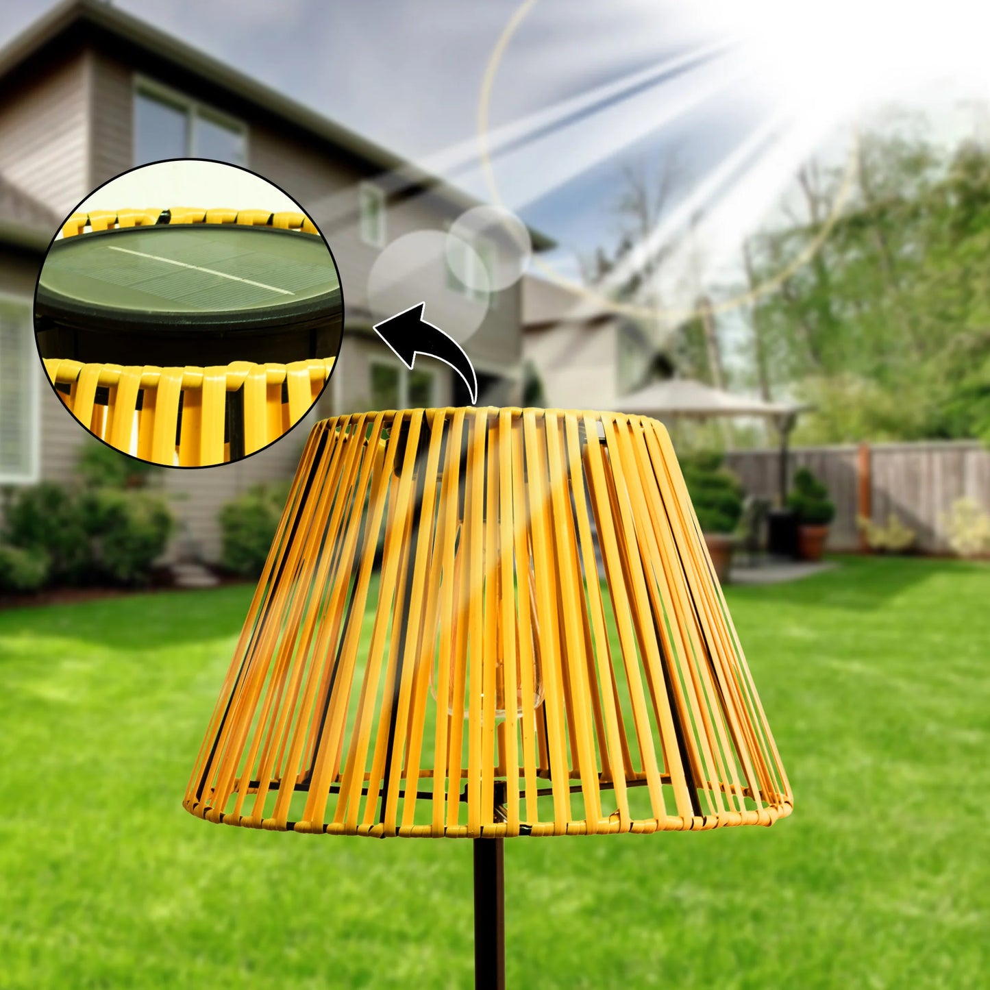 Outdoor Rattan Solar Floor Lamp