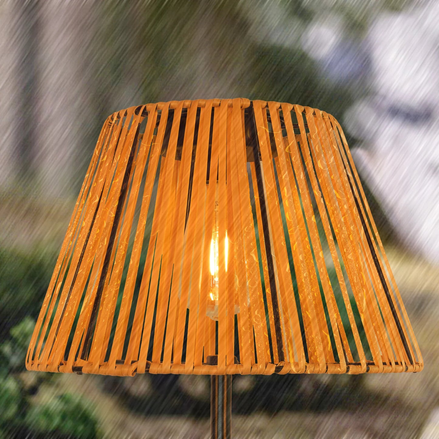 Outdoor Rattan Solar Floor Lamp