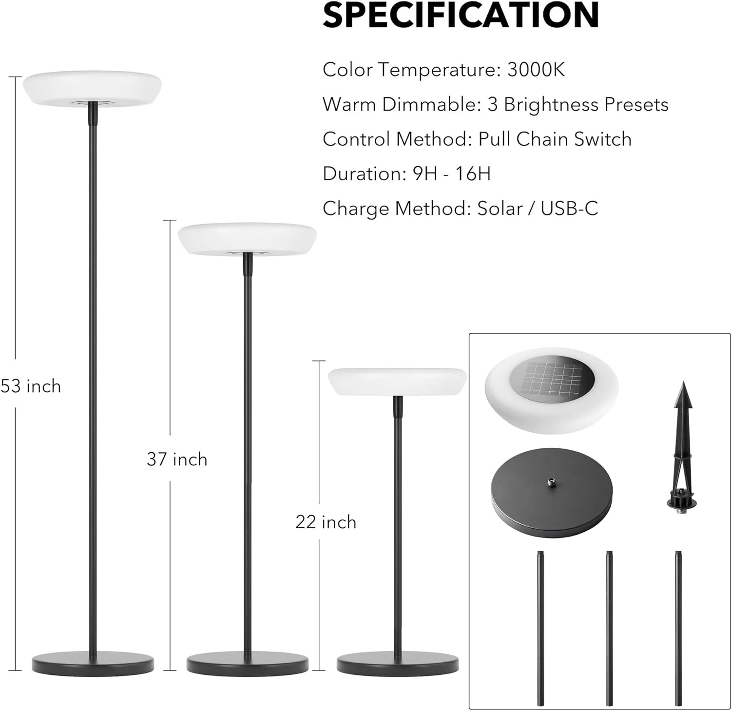 Minimalist Solar Powered Outdoor Floor Lamp